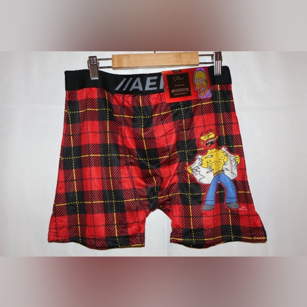 Aeropostale Limited Edition Simpsons Red Plaid Boxer Briefs. Large. NWT.